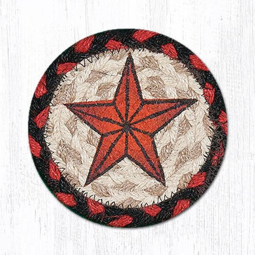 Earth Rugsâ„¢ Braided Jute 5" Round Coaster:  Barn Star Design - 31-IC019BS