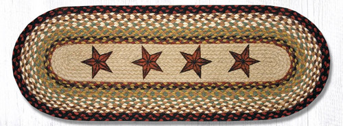 Earth Rugsâ„¢ Braided Jute Oval Table Runner: Barn Stars OP-19