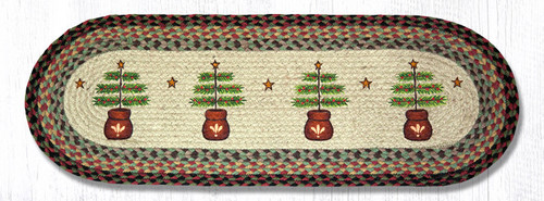 Earth Rugsâ„¢ Braided Jute Oval Table Runner: Feather Tree 68-081FT