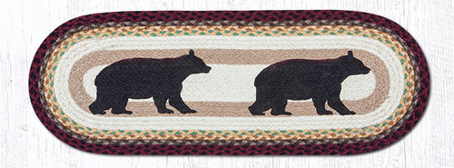 Earth Rugsâ„¢ Braided Jute Oval Table Runner: Cabin Bear