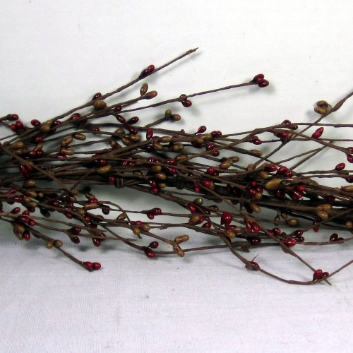 Primitive Pip Berry Garland - Red And Hunter Green - Rustic Farmhouse  Garlands