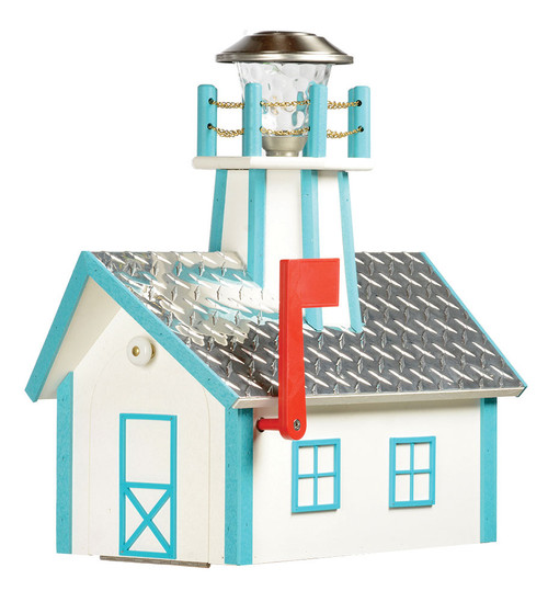 Amish Made Lighthouse Mailbox in Aruba Blue & White