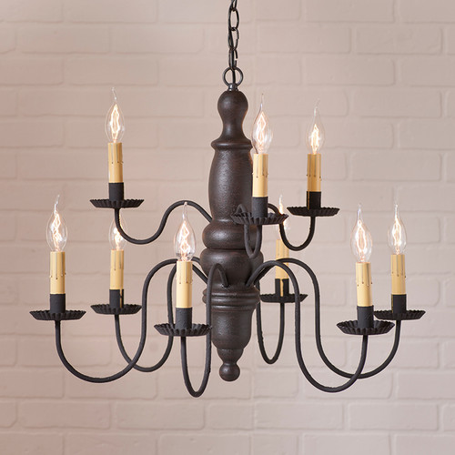 Irvin's Fairfield Wooden Chandelier In Americana Black Irvin's Fairfield Wooden Chandelier In Americana Black