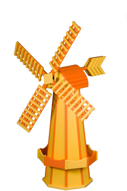 Amish Crafted Poly Windmill Medium Finished In Primary Color: Yellow, Accent/Trim Color: Orange