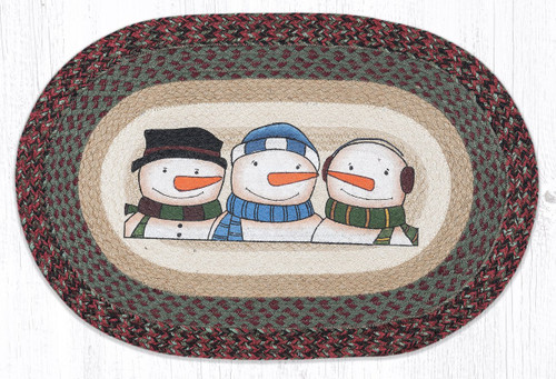 Three Snowmen Oval Patch Rug