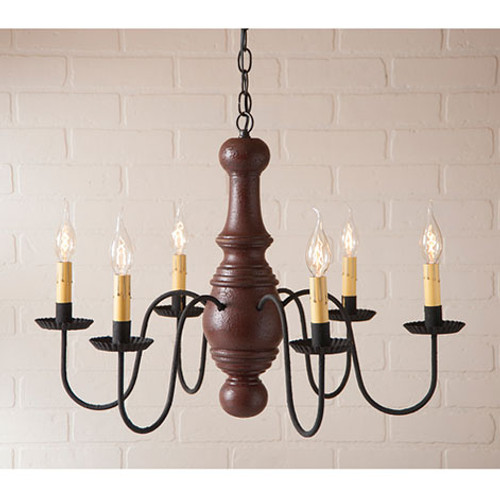 Irvin's Maple Glenn Wooden Chandelier In Americana Plantation Red