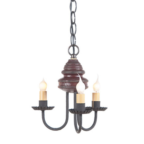 Irvins Bellview Wooden Chandelier In Americana Plantation Red