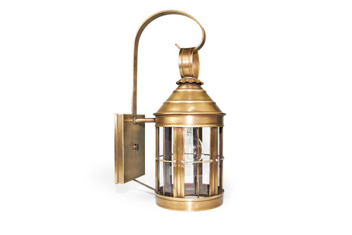 Northeast Lantern Medium Outdoor Cone Top Wall Lantern - Antique Brass Finish, Clear Glass