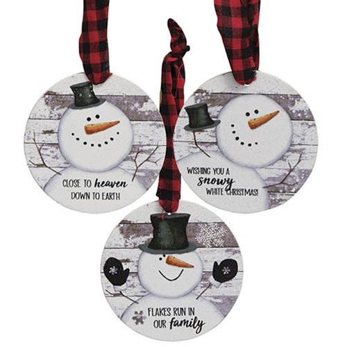 Happy Snowman Shiplap Ornaments