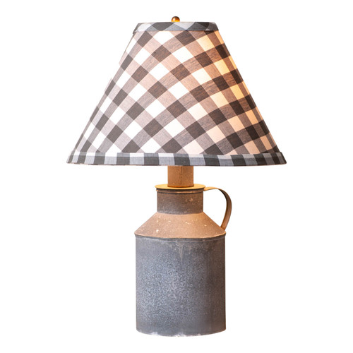 Irvin's Tinware Jug Lamp With Gray Check Shade