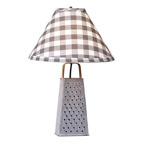 Irvin's Tinware Grater Lamp With Gray Check Shade