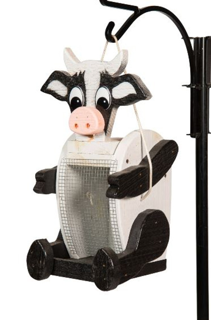 Amish Handcrafted Wood Bird Feeder - Cow