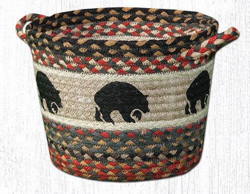 Earth Rugsâ„¢ Braided Jute Utility Basket: Black Bear