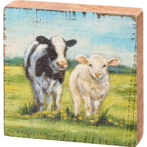 Cow And Sheep Block Sign
