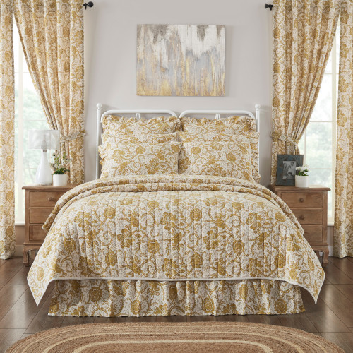 Dorset Gold Floral Luxury King Quilt