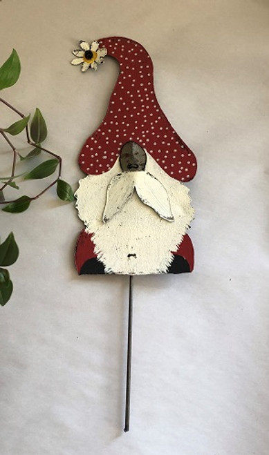 Painted Metal Garden Gnome Pick