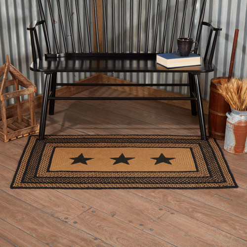 VHC Brands Farmhouse Jute Stencil Stars Braided Rug, 27x48