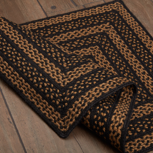 VHC Brands black & tan braided rug, 24"x36".