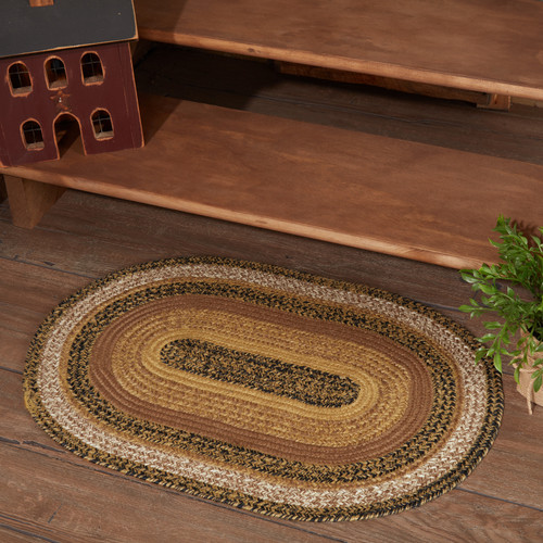 VHC Brands Braided Rug - Kaila Jute Rug Oval with Pad 27x48