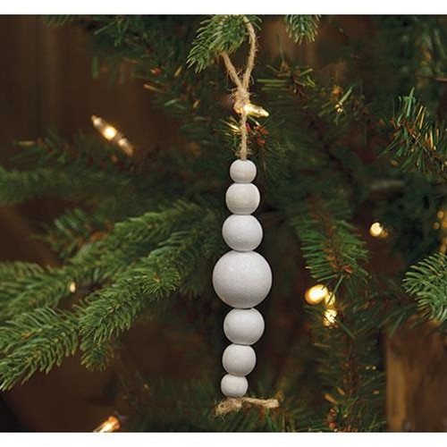 White Wooden Bead On Jute Ornament