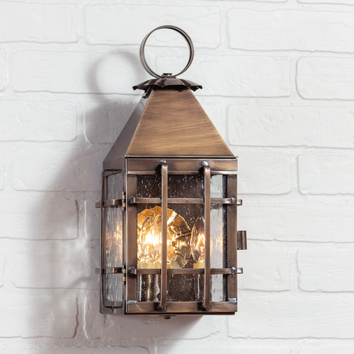 Barn Outdoor Wall Light in Solid Weathred Brass 