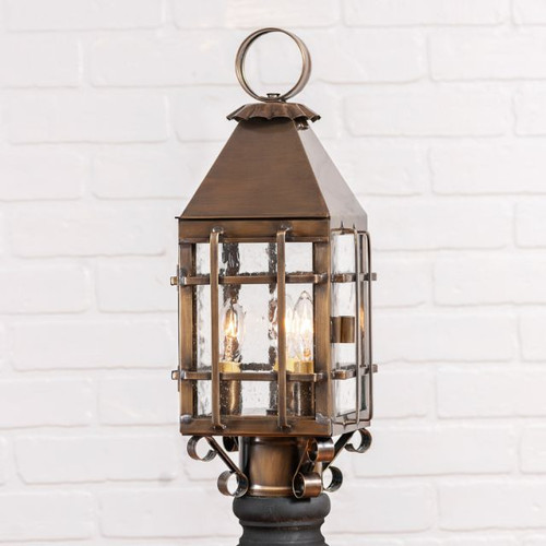 Irvin's Tinware Barn Outdoor Post Light in Solid Weathered Brass - 3 Light