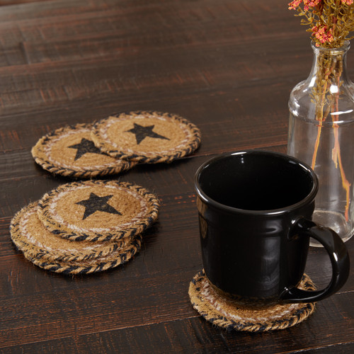 Kettle Grove Stencil Star Jute Coaster