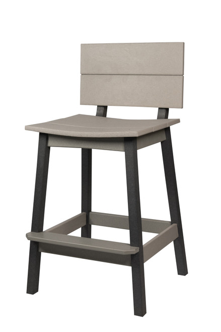 Amish handcrafted poly bar chair in light gray and dark gray.