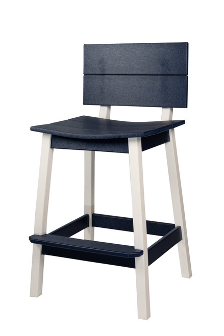 Amish handcrafted poly bar chair in patriot blue and white.