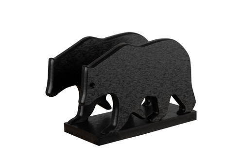 Sea Quest Rustic Collection indoor outdoor, poly napkin holder - bear in black.