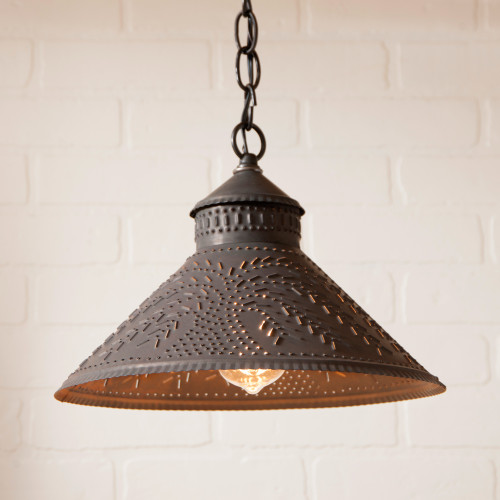 Irvin's Tinware Stockbridge Shade Light With Willow Design Finished In Kettle Black