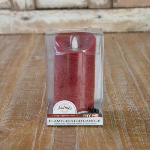 Red LED Flickering  Pillar Candle
