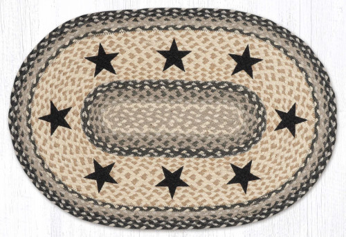 Oval Patch Rug - OP-890 Black Stars