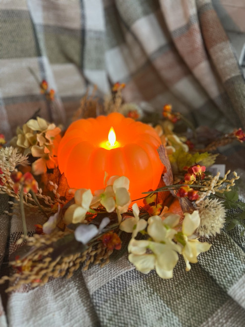 Orange Pumpkin Carved Moving Flame LED Candle 