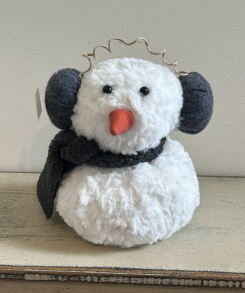 Snowman With Gray Ear Muffins and Scarf 