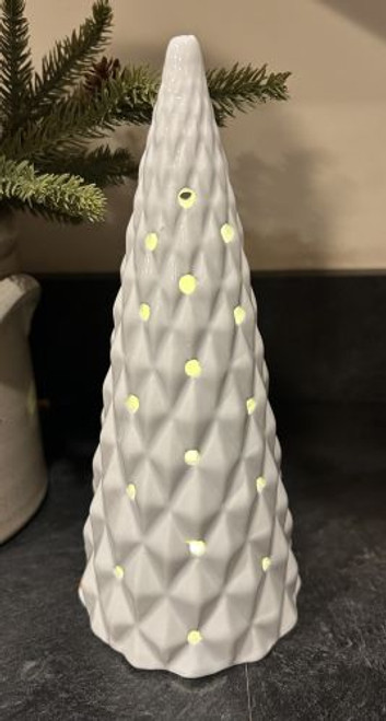 White Cutout Glow Cone Tree