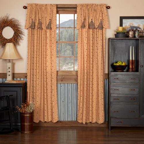 VHC Brands - Maisie Panel with Attached Scalloped Layered Valance Set of 2 84x40