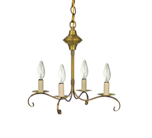 4 arm brass chandelier made in the USA by Northeast Lantern
