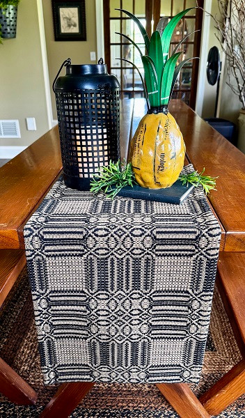 Windham Fabric Table Runner Mat - Black and Tan - Short
