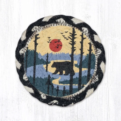 Bear Scene Coaster Braided Coaster - Earth Rugs