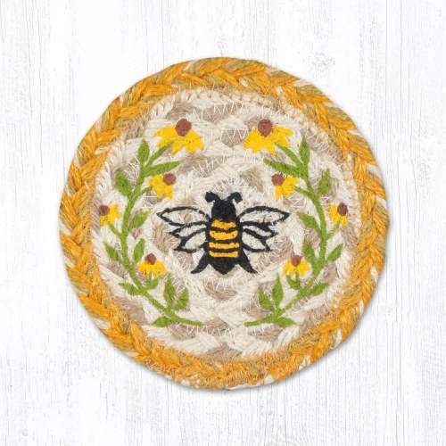 Wildflower Bees Coaster Braided Coaster - Earth Rugs