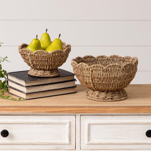 Seagrass Scalloped Edge Bowls - Set of Two
