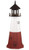 Amish Made Wood Garden Lighthouse - Vermillion - Shown As: 5 Foot, Standard Electric Lighting, Roof/Top Color Black, Upper Tower Color White, Lower Tower Color Cherrywood, Optional Base Primary Color None, Optional Base Trim Color None, No Base/Tower Interior Lighting