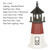 Amish Made Poly Outdoor Lighthouse - Barnegat - Shown As: 3 Foot, Standard Electric Lighting, Roof/Top Color Black, Upper Tower Color Cherrywood, Lower Tower Color White, Optional Base Primary Color None, Optional Base Trim Color None, No Base/Tower Interior Lighting