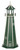 Amish Made Poly Garden Lighthouse - Standard - Shown As: 5 Foot, Standard Electrical Lighting, Roof & Tower Primary Color: Turf Green, Tower Accent/Trim Color White. Optional Base Primary Color None, Optional Base Trim Color None, No Base/Tower Interior Lighting