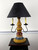 Katie's Handcrafted Lighting Liberty Lamp Pictured In: Base Coat Color = Black, Top Coat Color = Mustard Crackle, Trim Color = None, Pictured With 15"  Star Shade In Aged Black