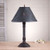 Irvin's Gatlin Lamp In Hartford Black With Red Trim Shown With Optional 12" Chisel Design Shade In Textured Black