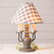 Irvin's Cedar Creek Lamp In Rustic Earl Gray. Pictured With Optional 15" Linen Checked Shade.