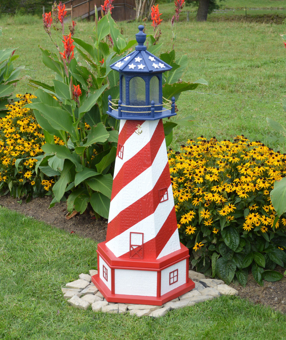 Amish Made - Patriotic Model - Wood Garden Lighthouses