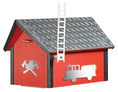 Amish handcrafted poly mailbox, fire fighter model in cardinal red.